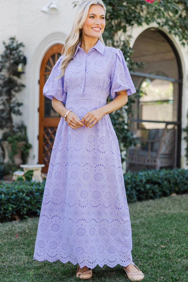 My Lucky Charm Lavender Eyelet Midi Dress | The Mint Julep Boutique