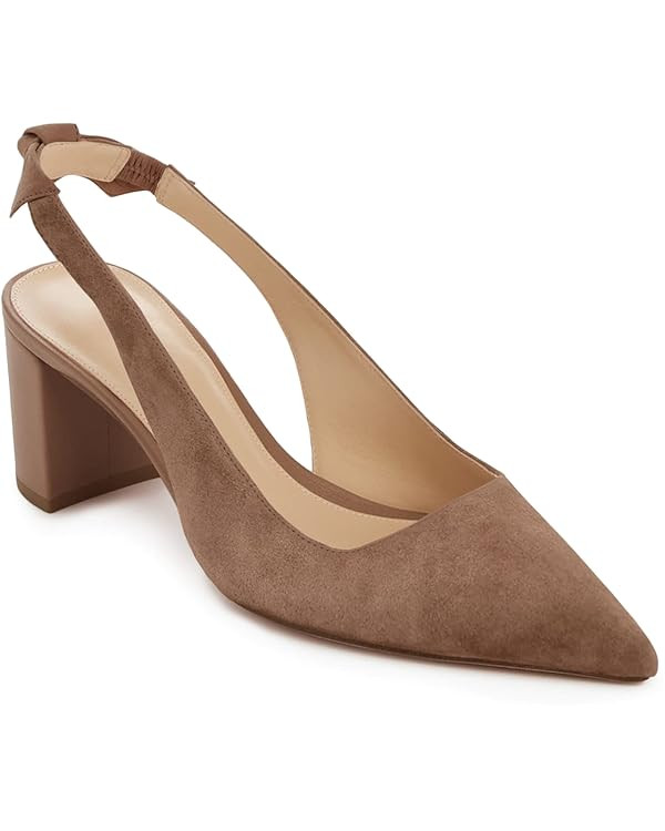 Juliet Holy Womens Pumps Pointed Toe Slip on Slingback Cute Bowknot Classic Chunky Block Heels | Amazon (US)