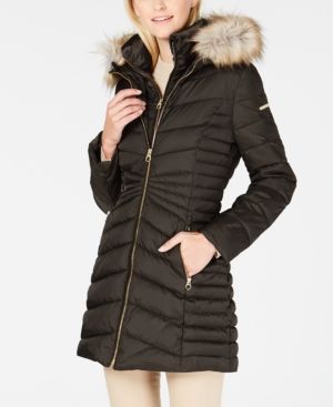 Laundry by Shelli Segal Faux-Fur-Trim Hooded Quilted-Panel Puffer Coat | Macys (US)