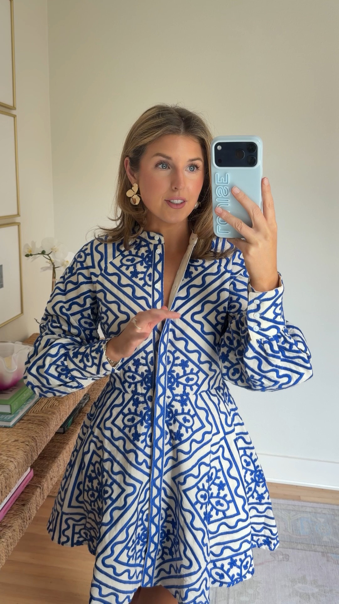 Darling blue and white dress from Sezane! Wearing a 2/34