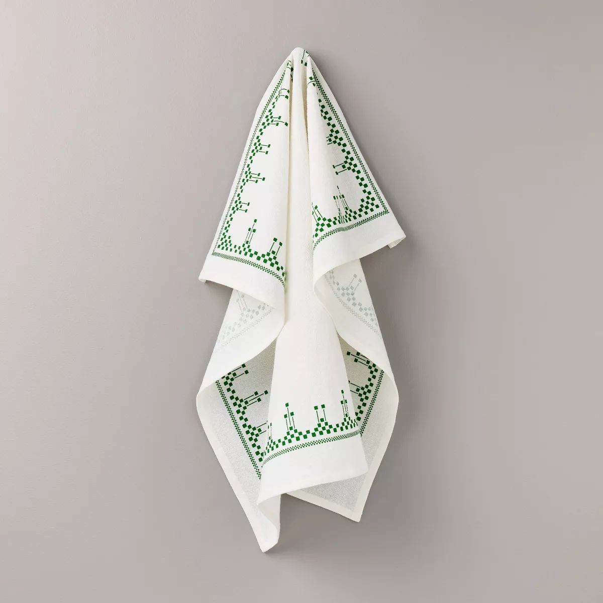 Ornate Border Flour Sack Kitchen Towel Cream/Green - Hearth & Hand™ with Magnolia | Target