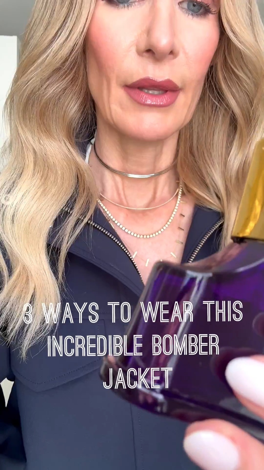 Trending now: the high collar bomber jacket. 💙 This one from Aritzia is SO good! It’s made from a high-quality, wrinkle-resistant crepe fabric that looks polished all day, comes in six gorgeous colors, and I’m especially loving the navy. It’s such a versatile jacket—you can dress it up or down and style it so many different ways. Sizing: It has an oversized fit, so I sized down to an XXS. I’m also wearing a size 24 in the denim and an XS in the white Aritzia halter top, which is another wardrobe basic I’m reaching for on repeat. 

 

#LTKootd #LTKgrwm #LTKOver40