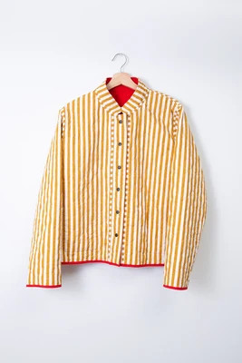 Reversible Quilted Jacket, Striped Marigold S | Noonday