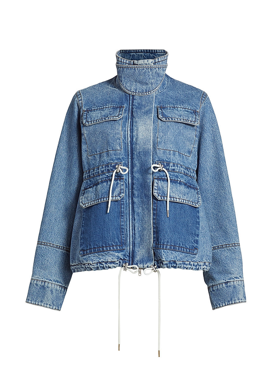 Women's Drawstring Cotton Denim Military Jacket - Indigo - Size Small | Saks Fifth Avenue