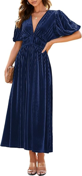 Women's Velvet Maxi Dress Formal Dresses for Wedding Guest Dress | Amazon (US)