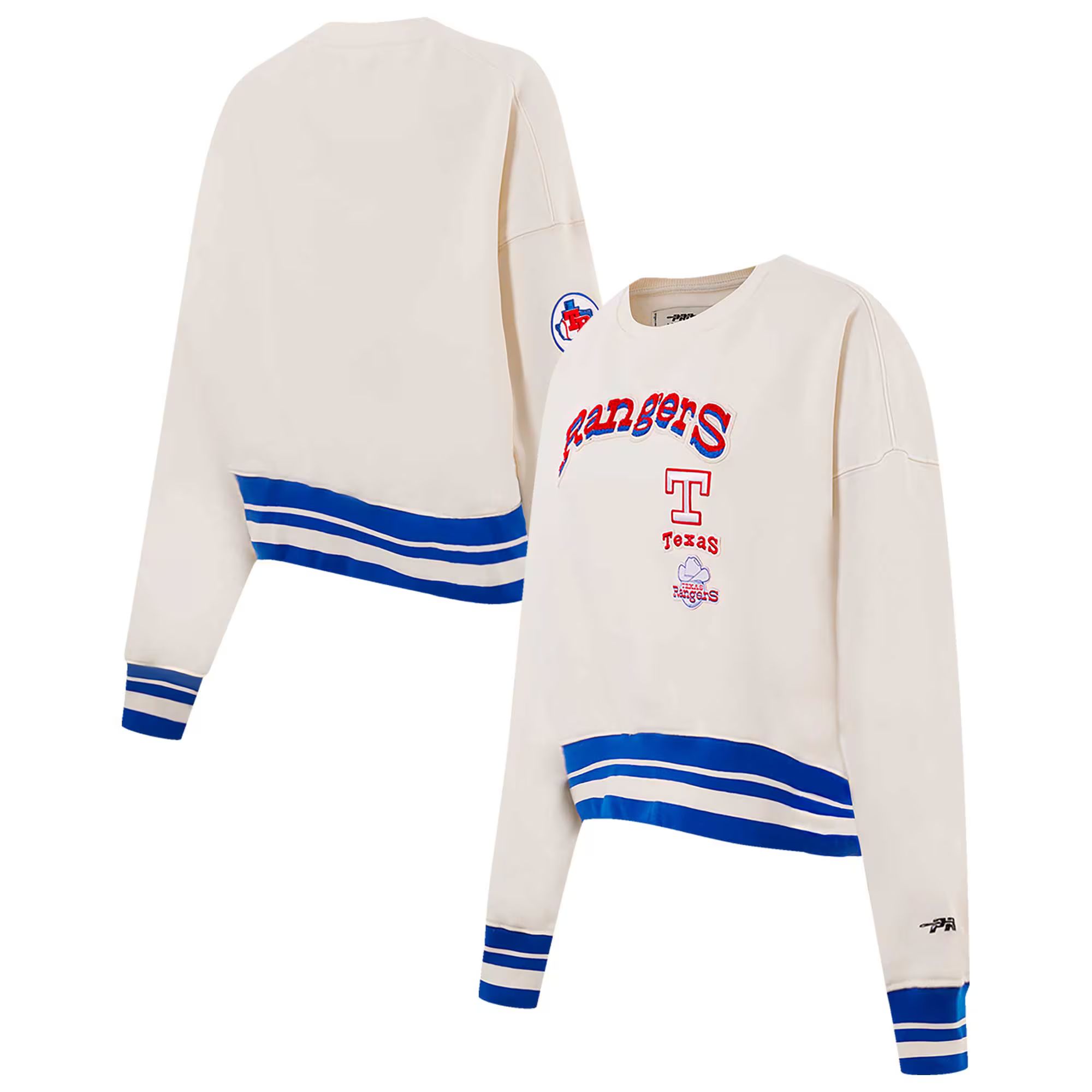 Women's Texas Rangers Pro Standard Cream Retro Classic Fleece Pullover Sweatshirt | MLB Shop