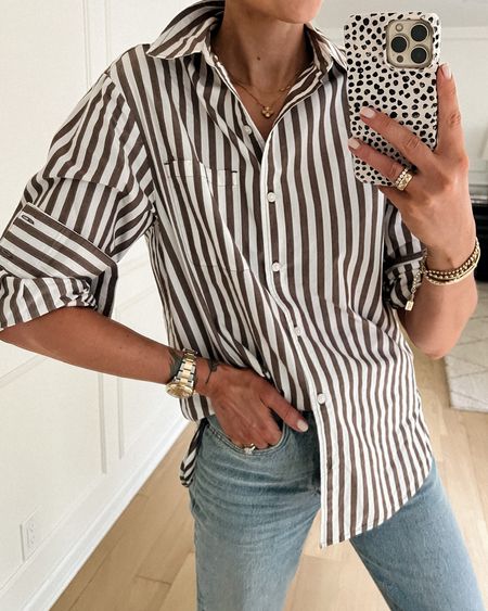 Fashion Jackson wearing brown/white stripe shirt (xs) #amazonfashion #amazon #fashionjackson 

#LTKunder100 #LTKstyletip #LTKunder50