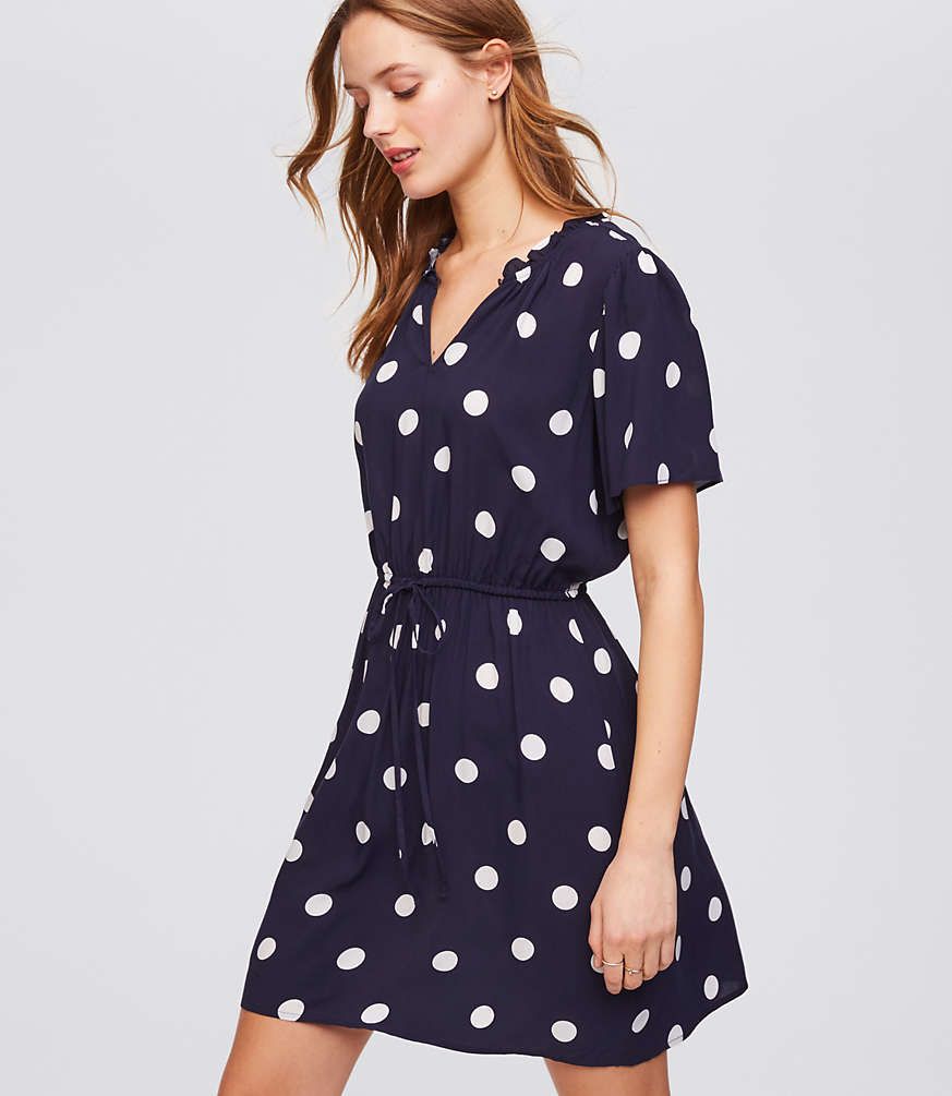 Polka Dot Tie Waist Dress | LOFT