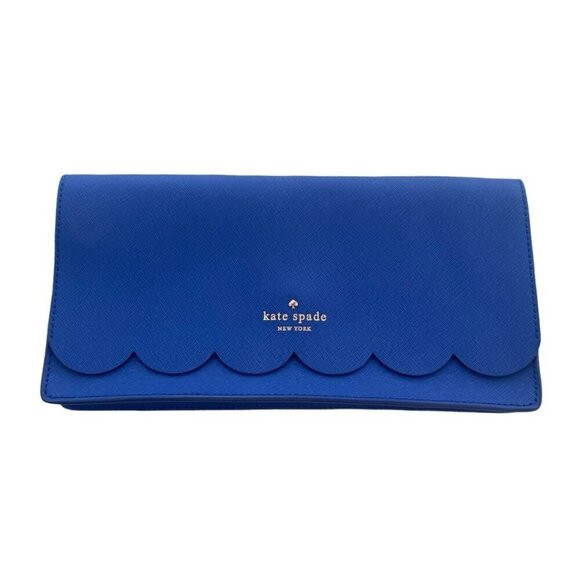 kate spade leather cobalt blue scalloped clutch bag | Poshmark