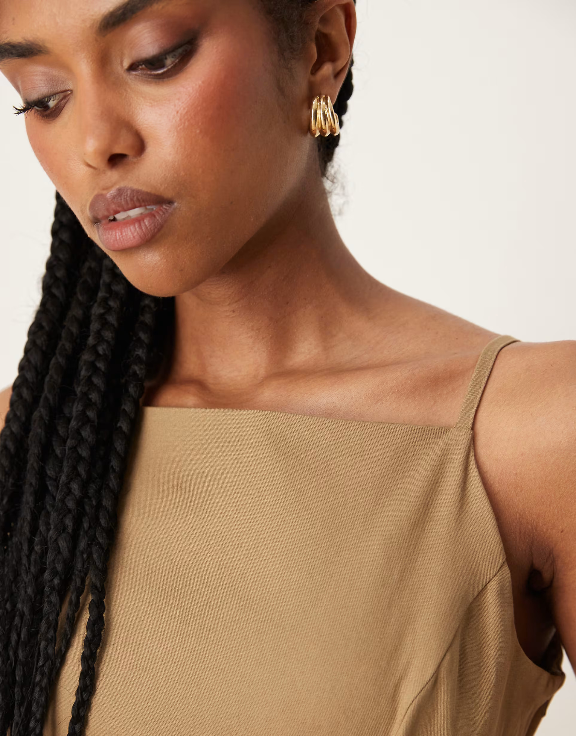 ASOS DESIGN cami dropped waist midi dress in camel | ASOS | ASOS (Global)