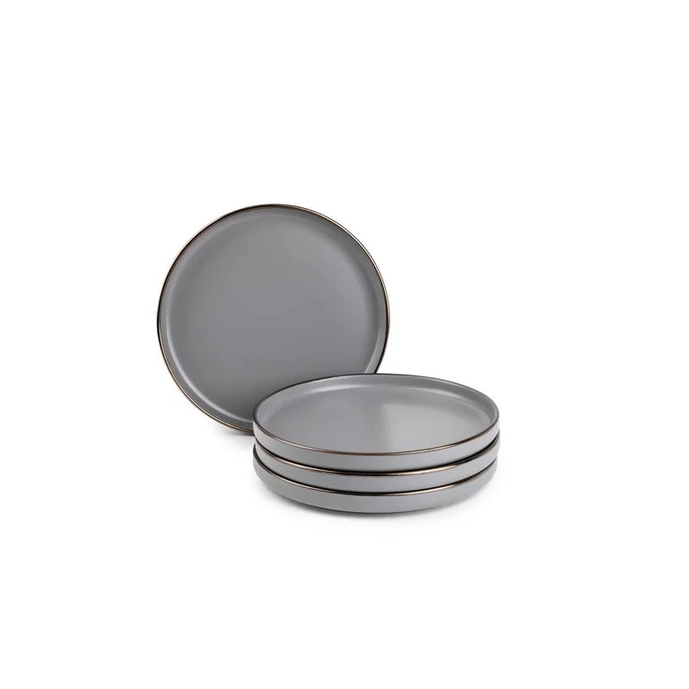 Thyme & Table Dinnerware Gray Ava Stoneware Salad Round Plates, 4 Pack | Walmart (US)