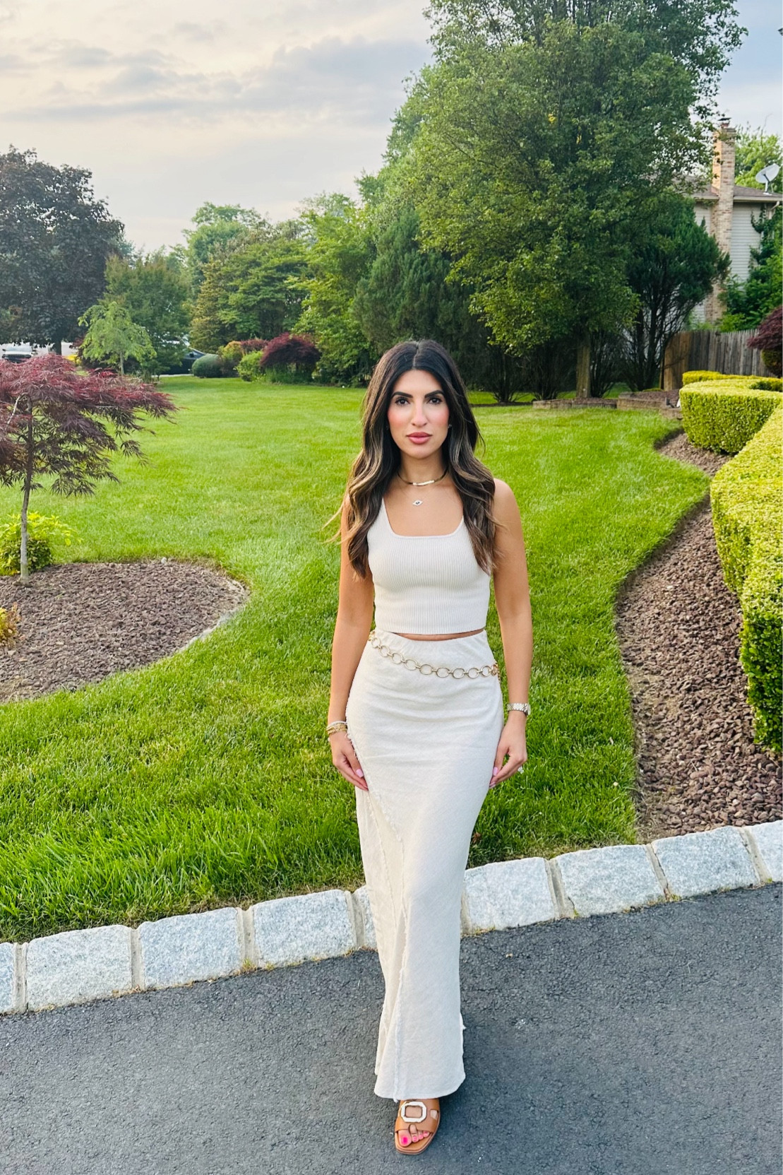 Style Dress With Chain Belt Belt Accessory Waist Gold Chain Chanel Belt  White Leather And Gold