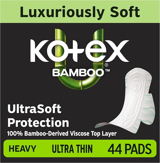 Kotex Bamboo Ultra Thin Pads, Wings, Heavy, 44 Count | Amazon (US)