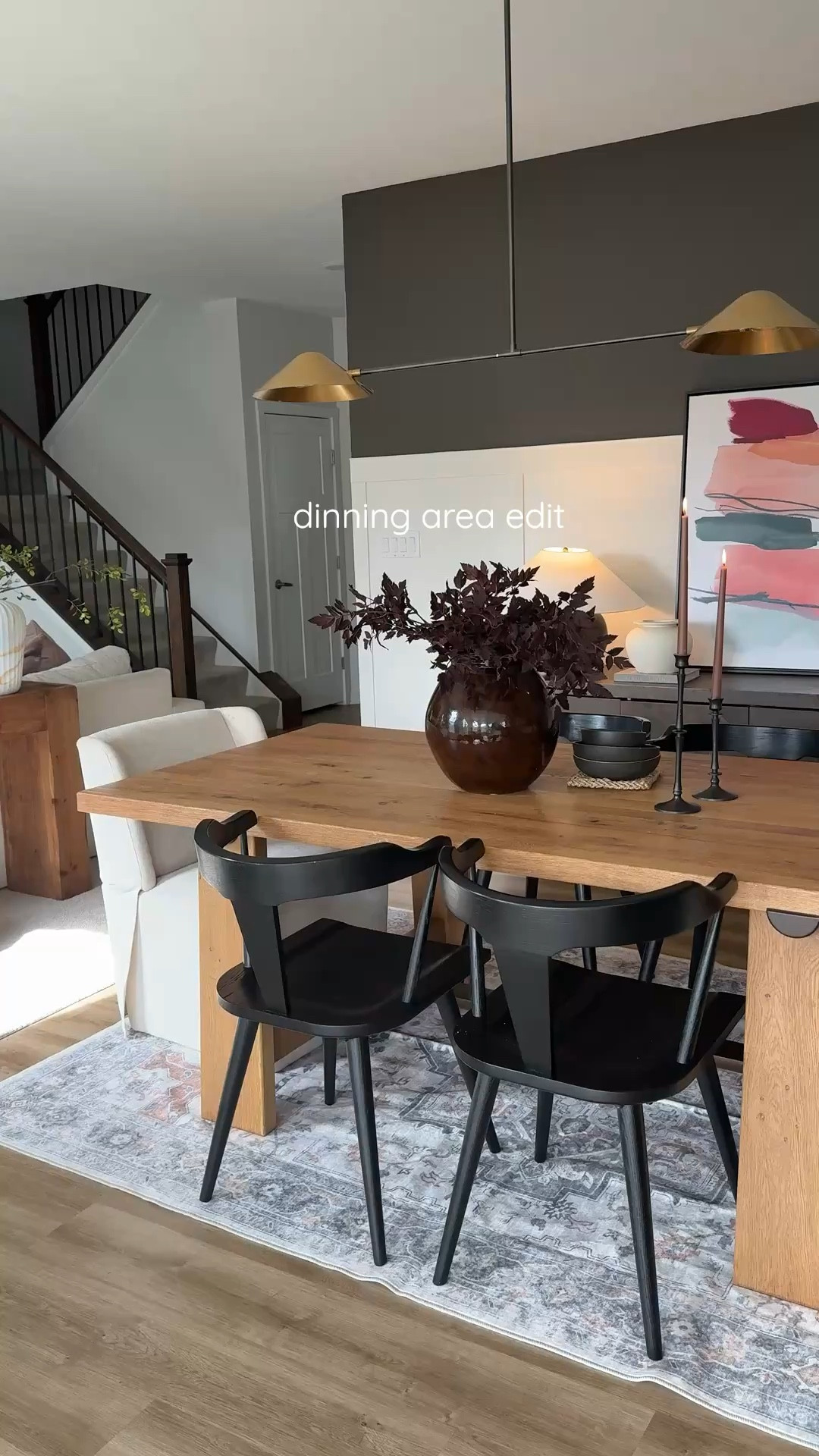 Dinning area edit ✨ Recently I added a washable rug to our dinning area, but I am still loving these wooden chairs I swapped from fabric chairs #dinningchairs 

#LTKU #LTKmomlife #LTKHome