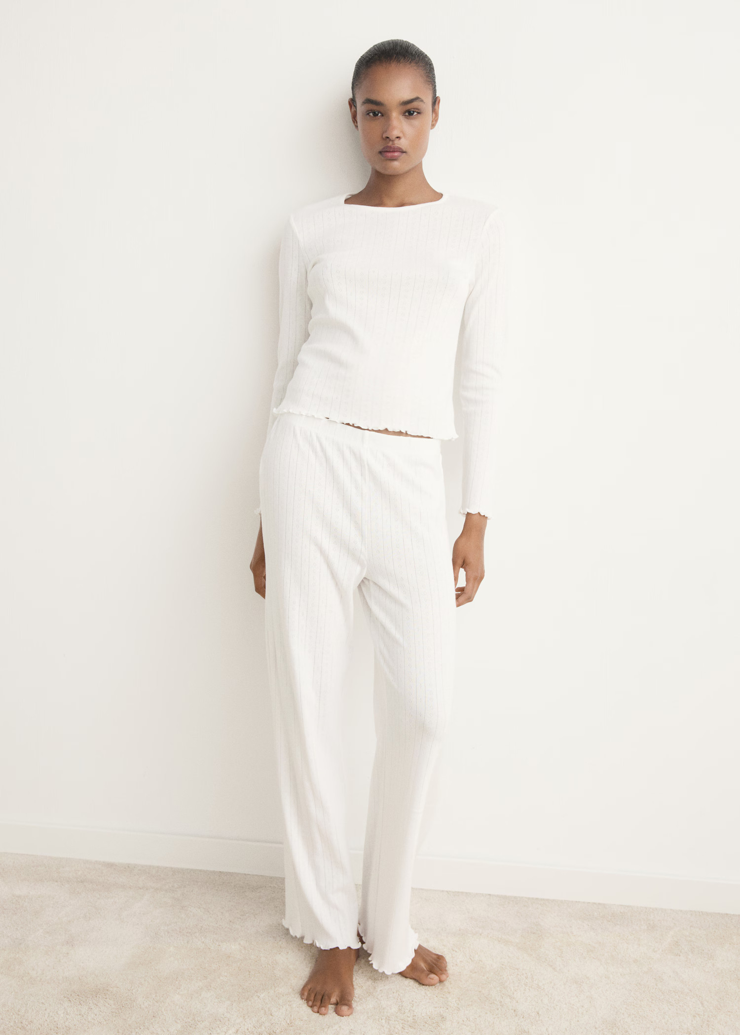 Two-piece openwork cotton pajamas - Women | MANGO USA | Mango (US/MX/AU)