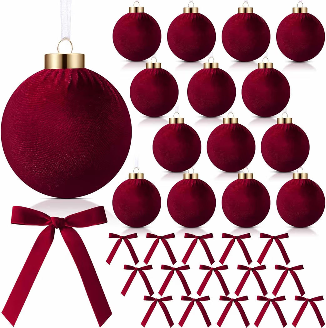 Wettarn 3.15 Inch Velvet Christmas Ornaments Balls Sets for Christmas Tree, Includes Velvet Balls... | Amazon (US)