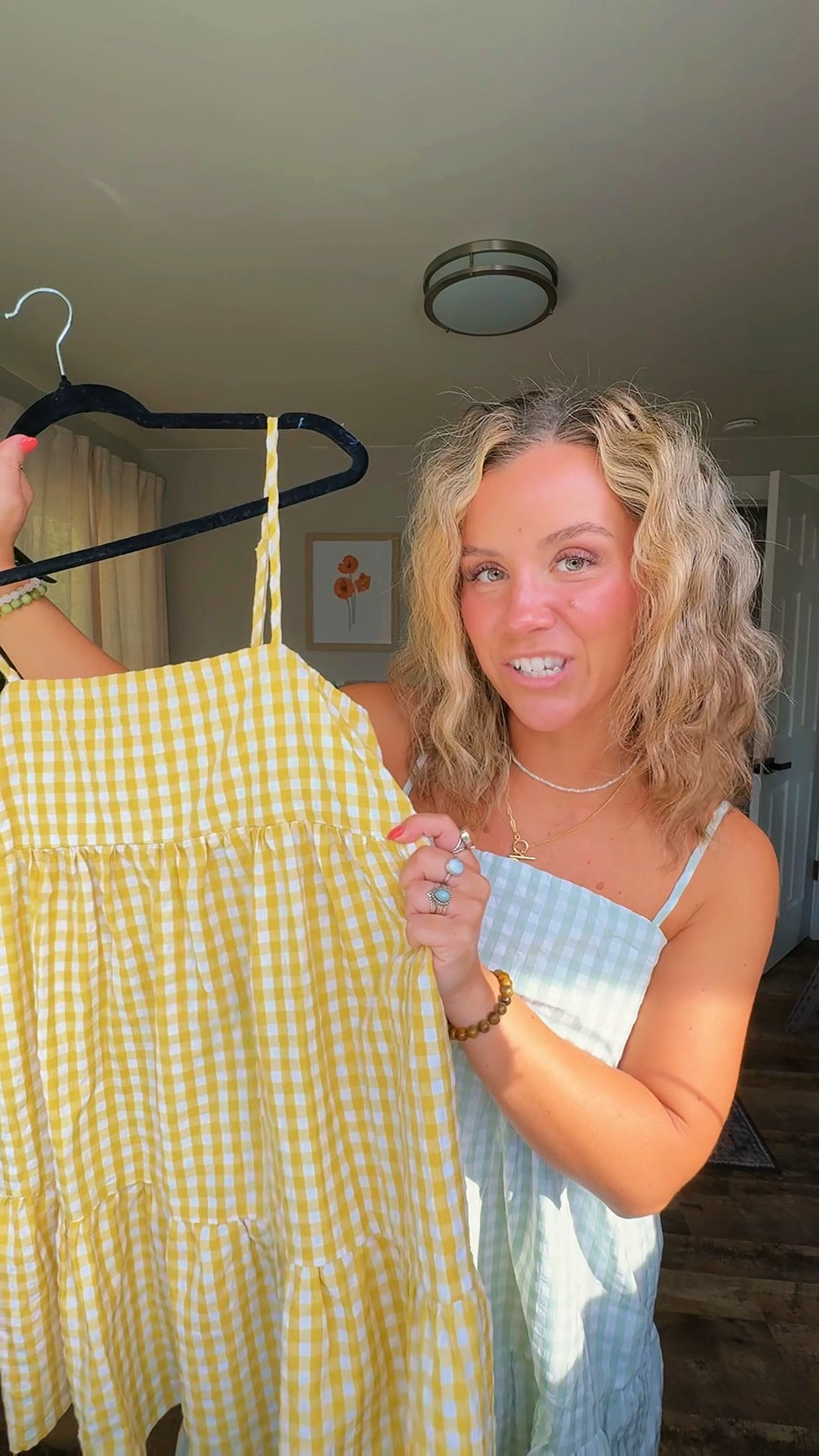 Spring Midi Gingham Dresses w/ pockets 🤌🏼✨ Perfect! Fits true to size, breezy, and comes in all the cute colors! 
Size: S 
