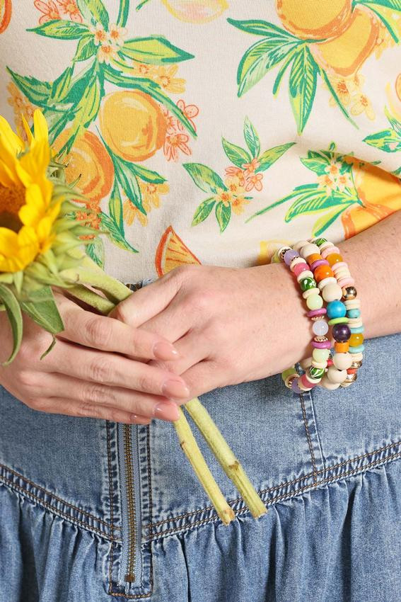 Semi- Precious Wood Multi Beaded Bracelet Set | Cato Fashions