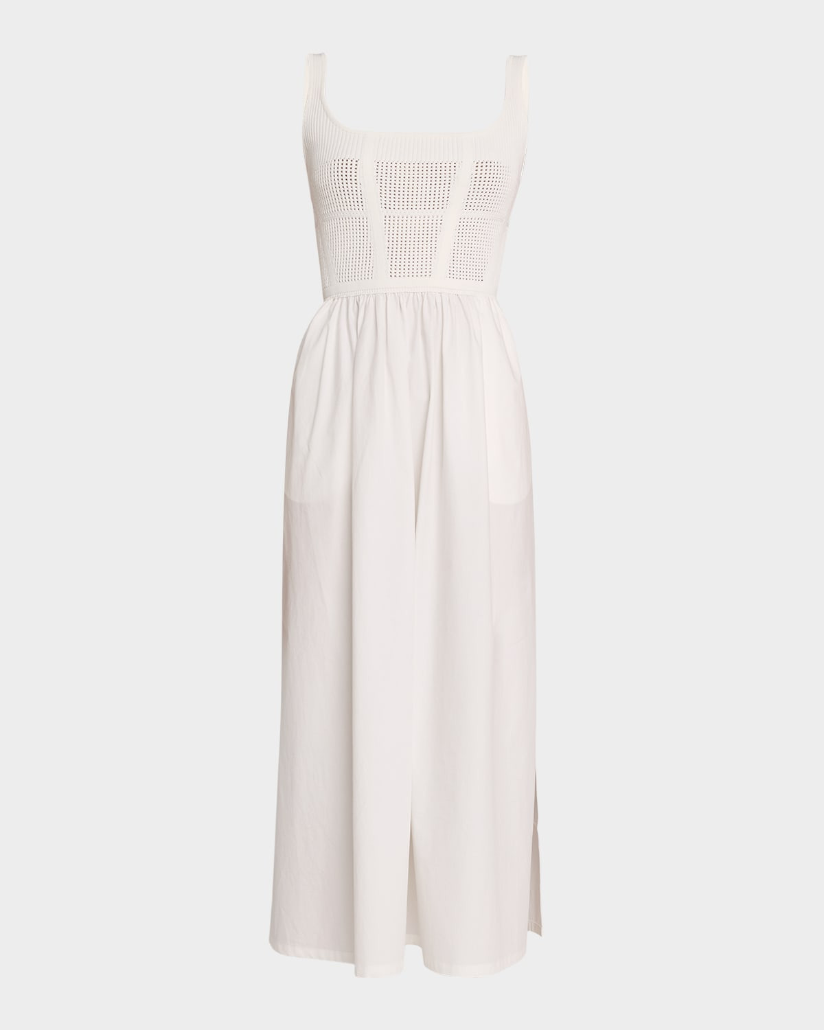 Kori Pointelle Mixed Media Midi Dress | Neiman Marcus