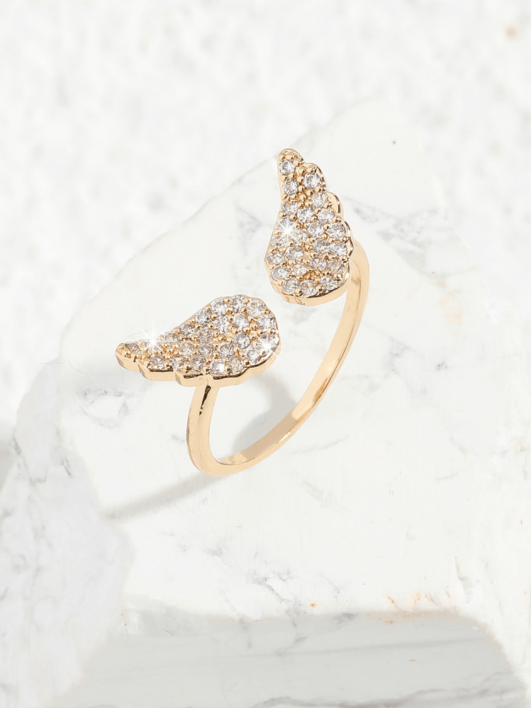 1pc Angel Wing Cubic Zirconia Encrusted Open Ring, Fashion Jewelry For Women | SHEIN