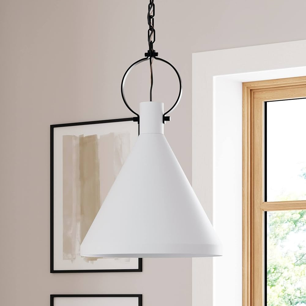 Nathan James Nate Industrial Pendant Light, Hanging Ceiling Light Fixture with Metal Shade and Ad... | Amazon (US)