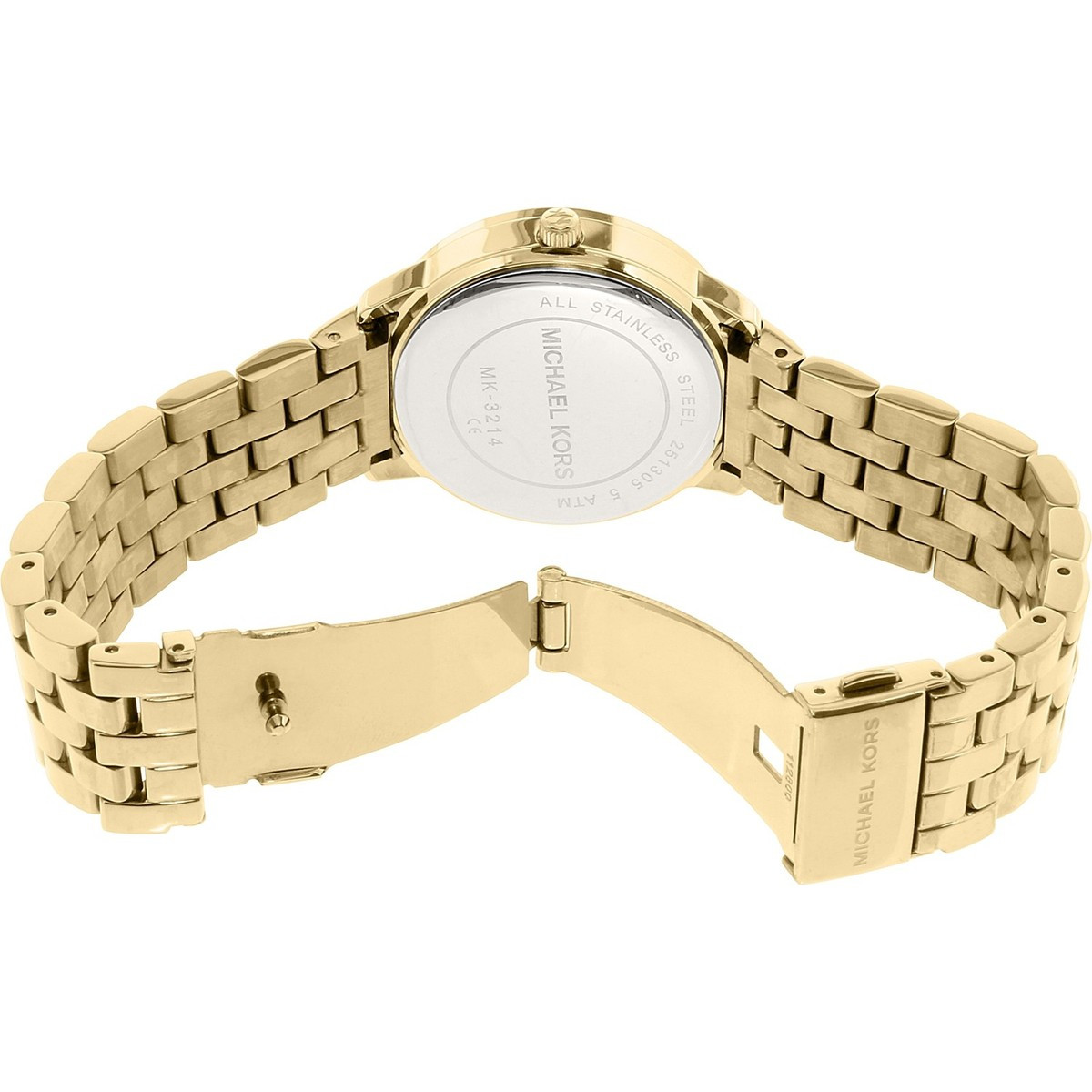 NEW MICHAEL KORS NINI GOLD TONE,CRYSTALS,WHITE MONOGRAM LOGO DIAL WATCH-MK3214 | eBay US