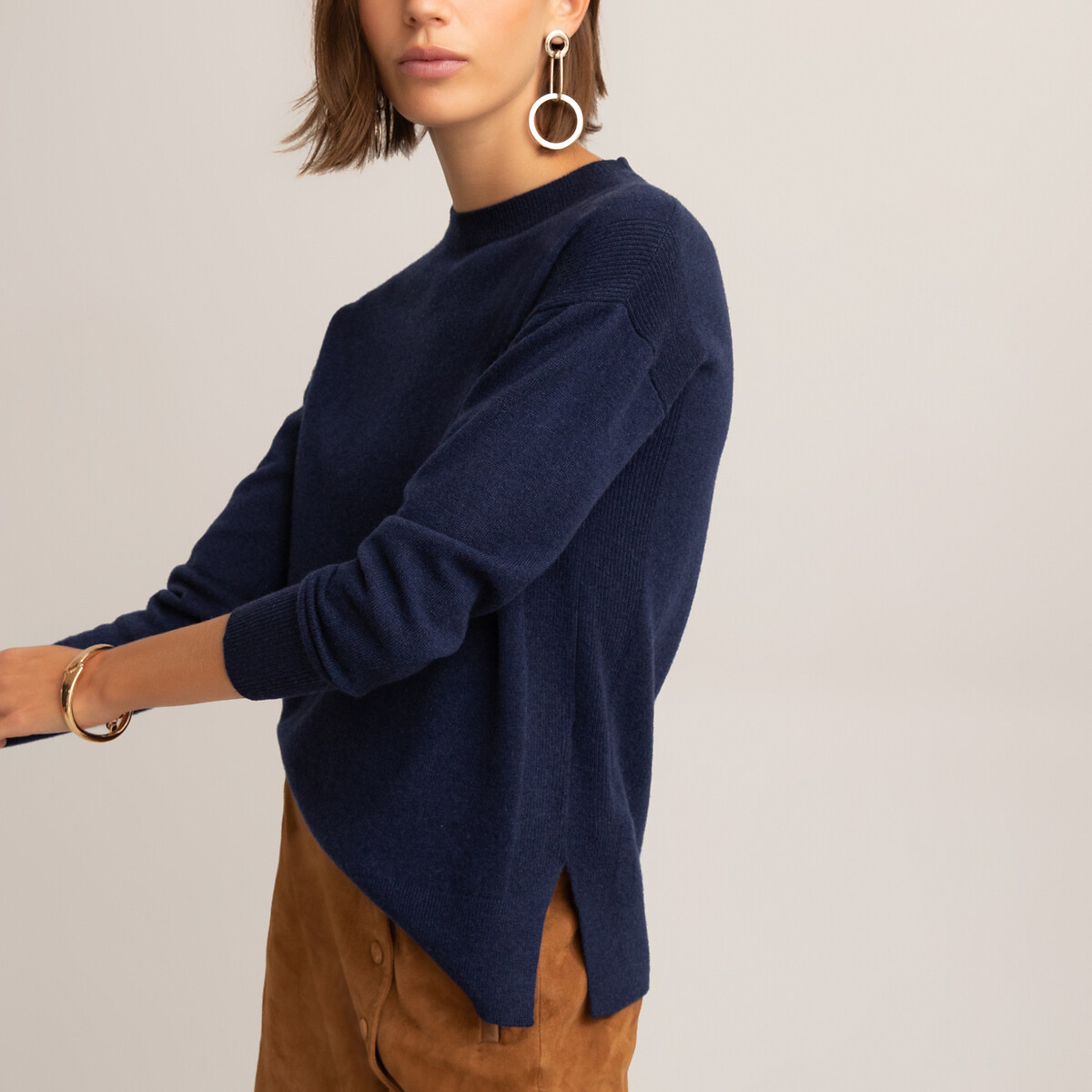 Cashmere Fine Knit Jumper with Crew Neck | La Redoute (UK)