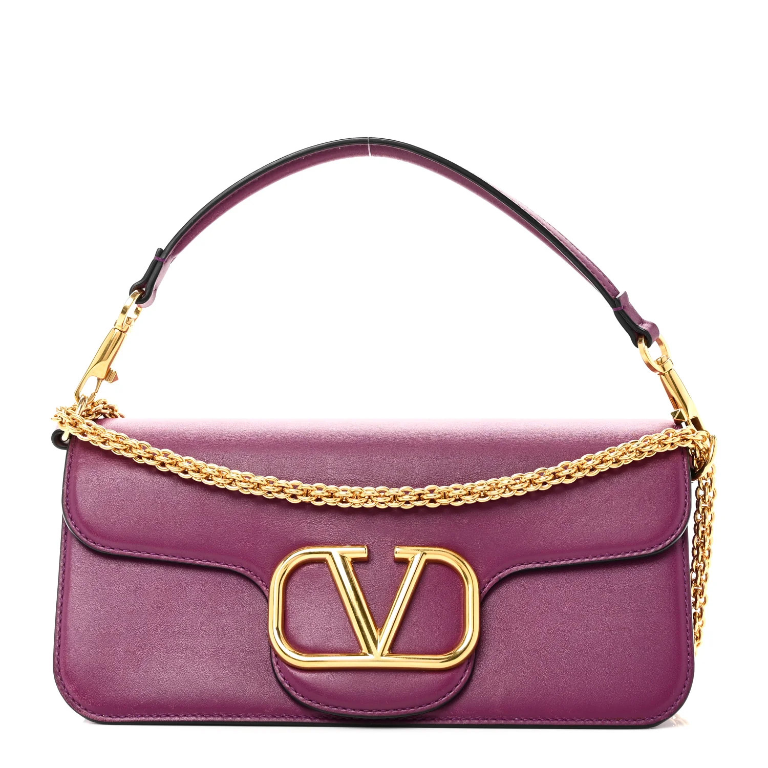 Calfskin Vlogo Loco Shoulder Bag Prune | FASHIONPHILE (US)