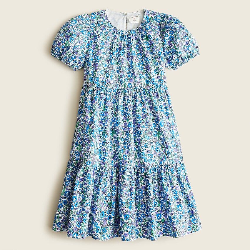 Girls' tiered puff-sleeve dress | J.Crew US