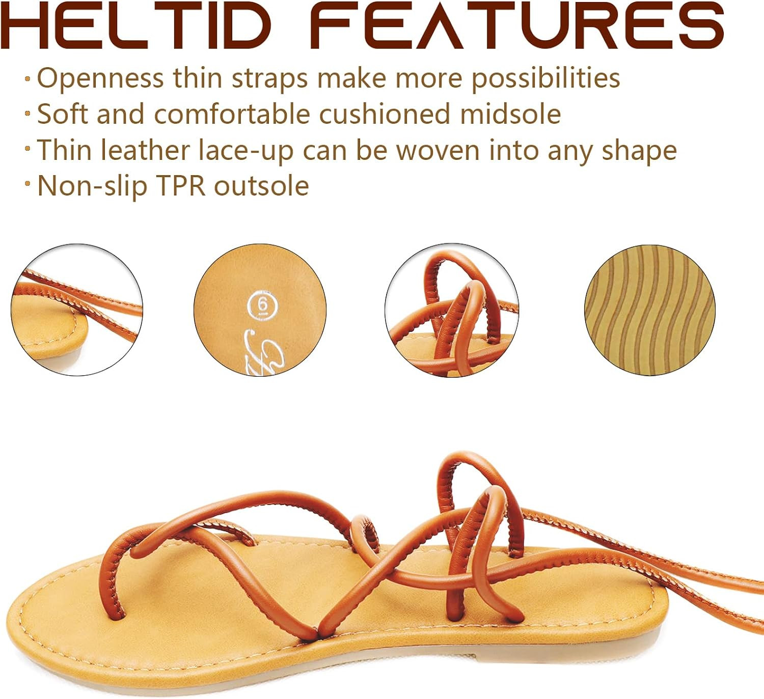 Heltid Women's Lace Up Gladiator flat Sandals Strappy Sandal for Women Dress Shoes | Amazon (US)