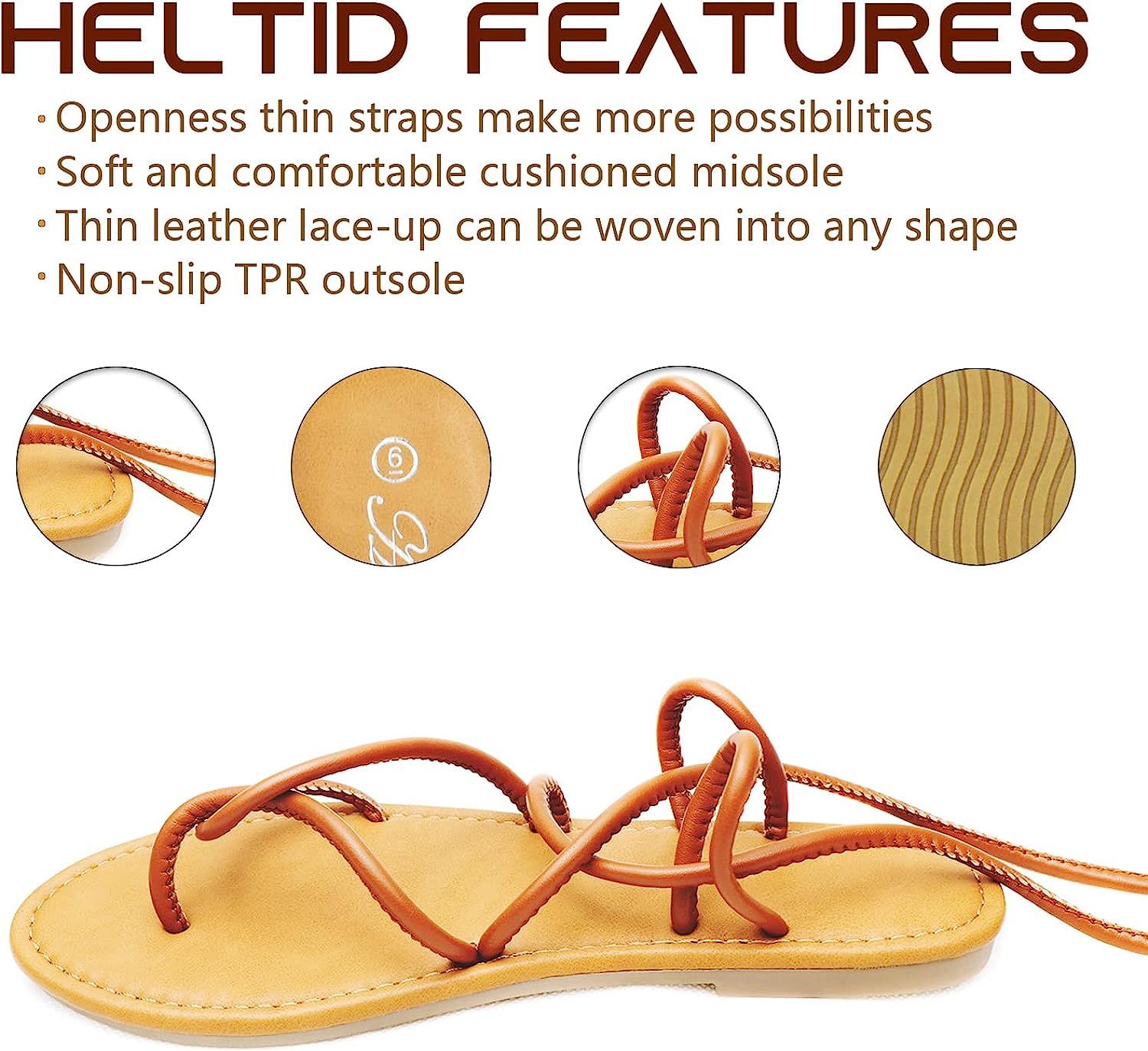 Heltid Women's Lace Up Gladiator flat Sandals Strappy Sandal for Women Dress Shoes | Amazon (US)