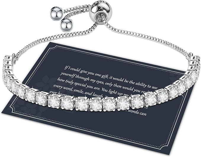 J.Fée Silver Bracelet, Tennis Bracelet S925 Sparkling 5A Cubic Zirconia Adjustable Bracelet for ... | Amazon (US)
