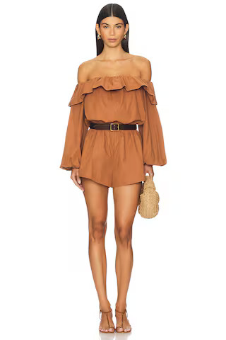 Ronny Kobo Beatriz Romper in Bourbon from Revolve.com | Revolve Clothing (Global)