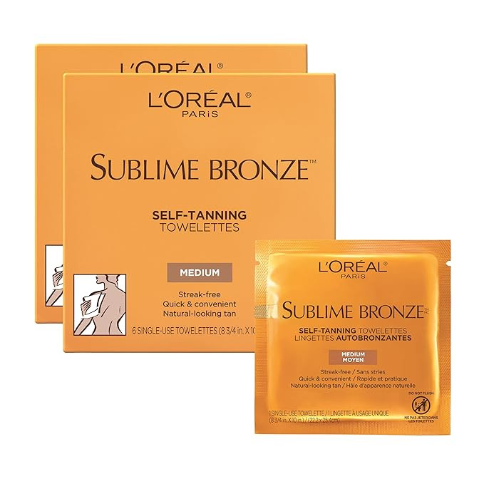 L'Oreal Paris Sublime Bronze Self Tanning Towelettes, Streak-Free, Natural Looking Tan, 6 ct | Amazon (US)