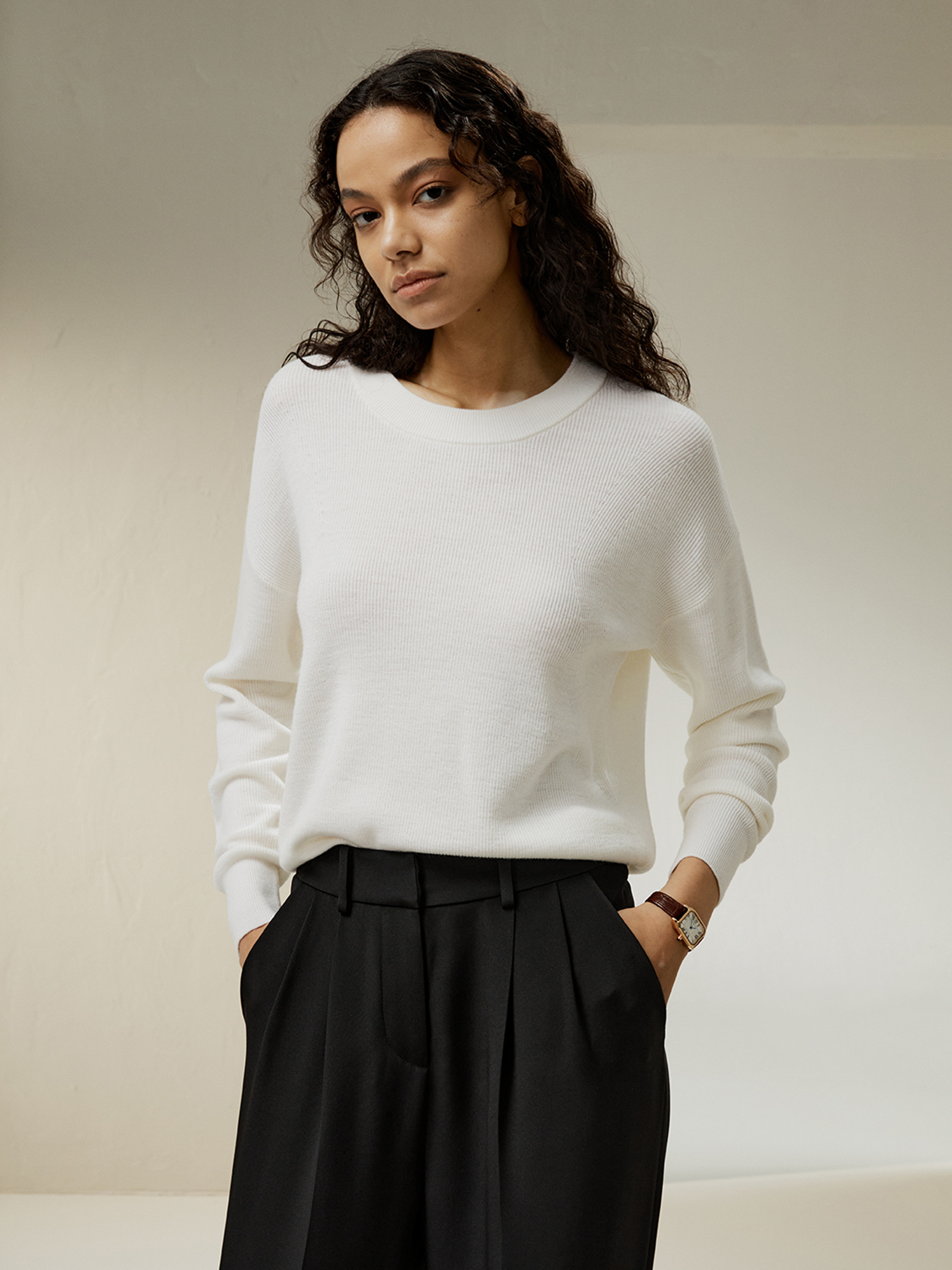 Ultra-fine Merino Wool Crewneck Sweater | LilySilk