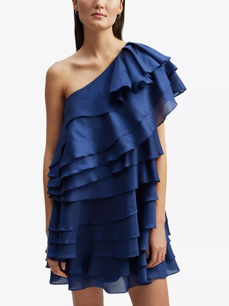 Amie asymmetric-neck woven mini dress | Selfridges