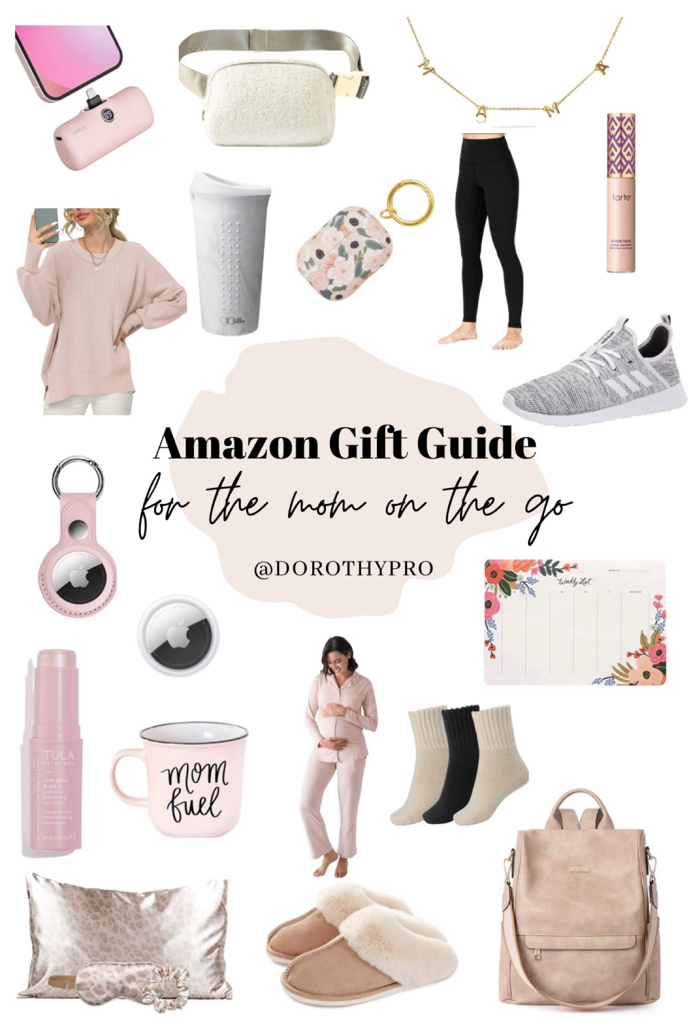 Gift guide: Gifts for her! Amazon gift ideas for moms on the go! 

Fleece Belt bag, mama necklace, Leggings, sweater, travel coffee mug, air pods case, concealer, adidas sneakers, Apple air tags, boot socks, backpack, mom fuel mug, Tula eye balm, maternity pajamas, weekly to do list planner,

#LTKunder50 #LTKHoliday #LTKGiftGuide