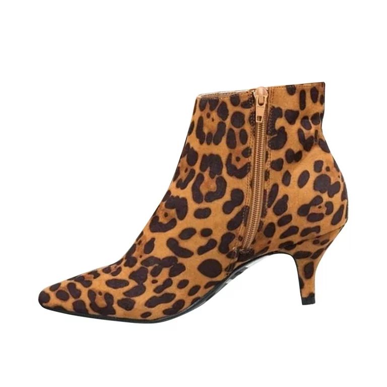 Ichuanyi Womens Shoes Clearance Women Shoes Leopard Snake Print Ankle Boots Fine Heels Mid Heel P... | Walmart (US)