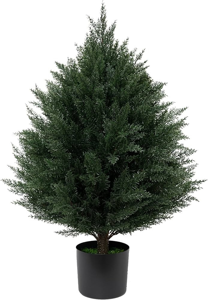 Artificial Topiary Tree One 2.7FT(32'') Artificial Cedar Tree UV Resistant Potted Plant for Indoo... | Amazon (US)