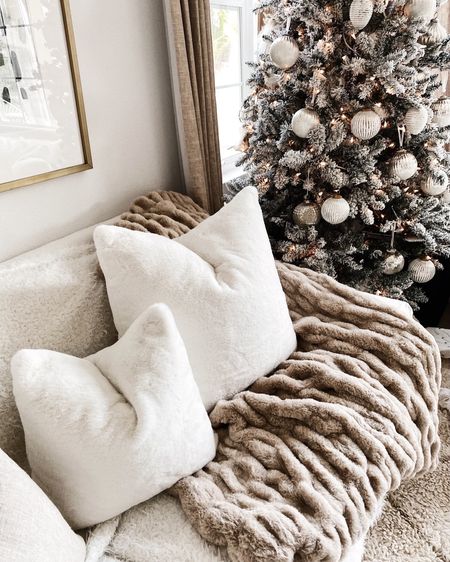 Cozy living room decor, Christmas decor, faux Christmas tree, throw blanket, target home, StylinByAylin 

#LTKunder100 #LTKHoliday #LTKstyletip