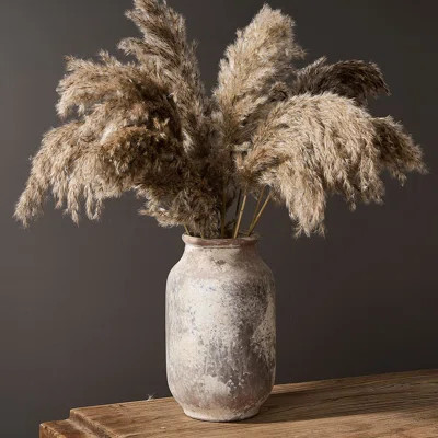 Rustic Ceramic Farmhouse Flower Large Vase, Whitewashed Terra Cotta Pottery Decorative Vase For Home Decor, Table, Living Room Decoration, Shelf Decor | Wayfair Professional