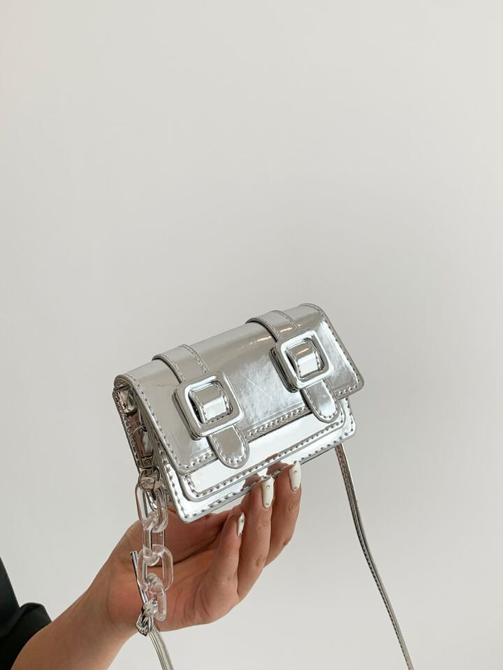 Minimalist Square Bag Mini Flap Metallic Funky | SHEIN