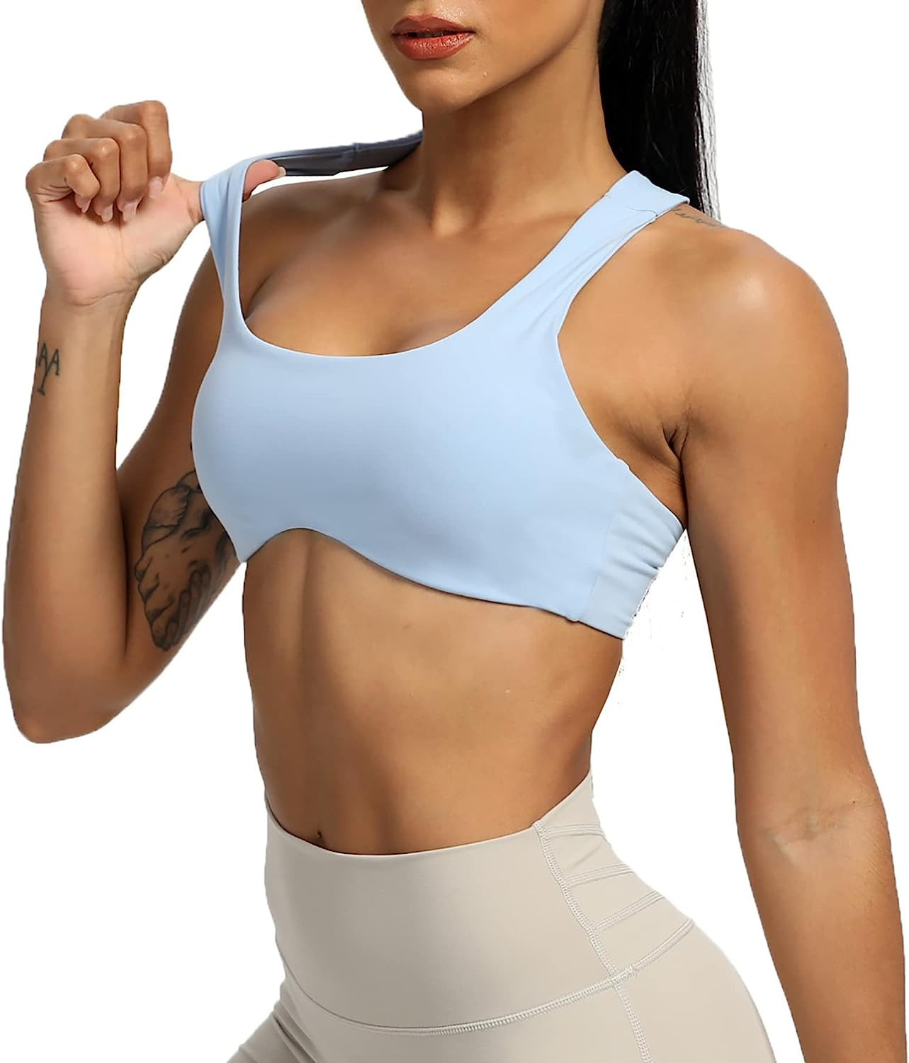 Aoxjox Women's Workout Sports Bras Fitness Backless Padded Define Sculpt Racerback Bra Yoga Crop ... | Amazon (US)