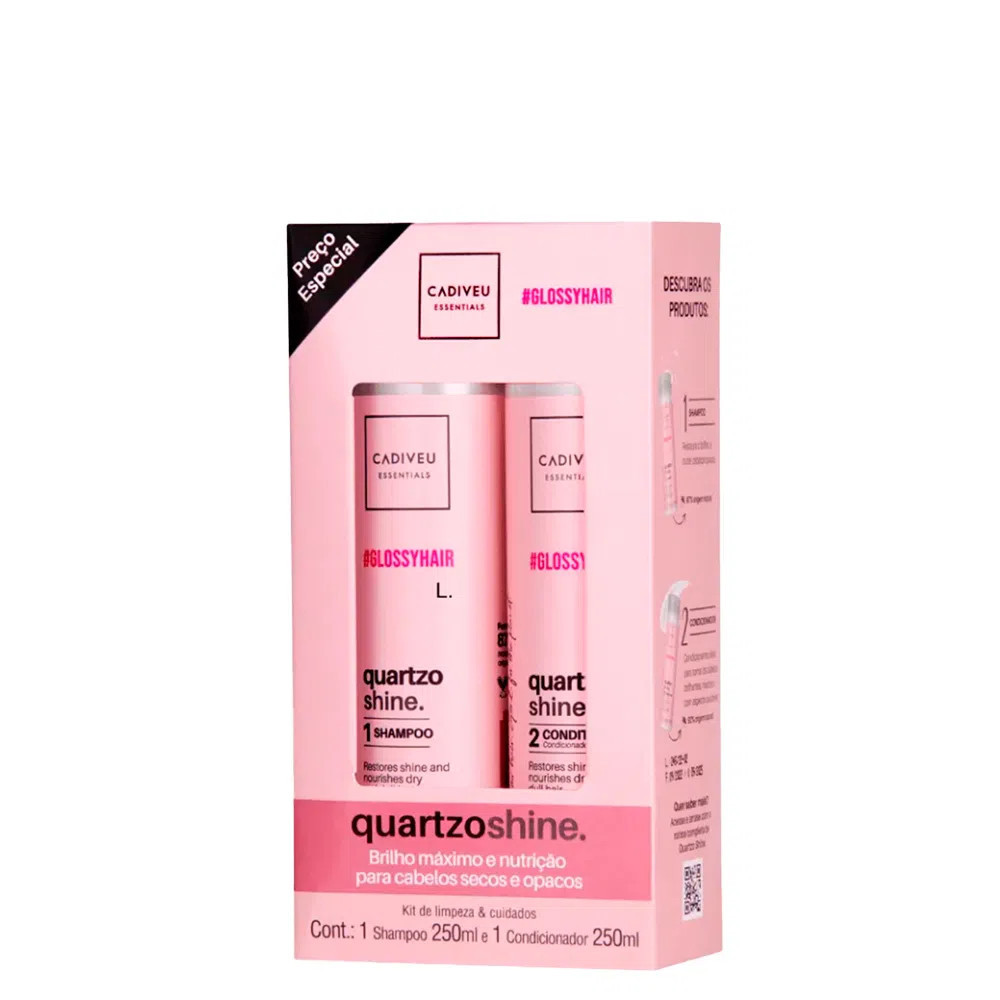 Kit Cadiveu Essentials Quartzo Shine - Shampoo 250 ml  + Condicionador  250 ml | Amobeleza (BR)