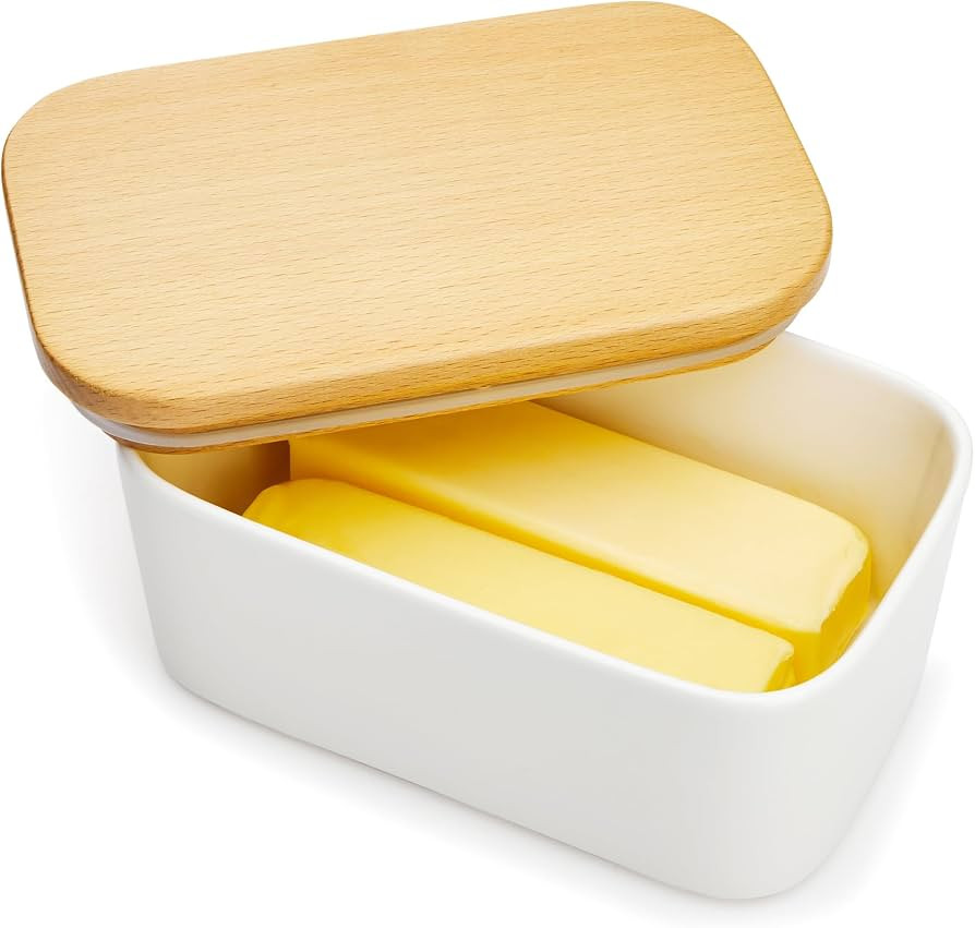 Sweese 303.101 Large Butter Dish - Airtight Butter Keeper Holds Up to 2 Sticks of Butter - Porcel... | Amazon (US)