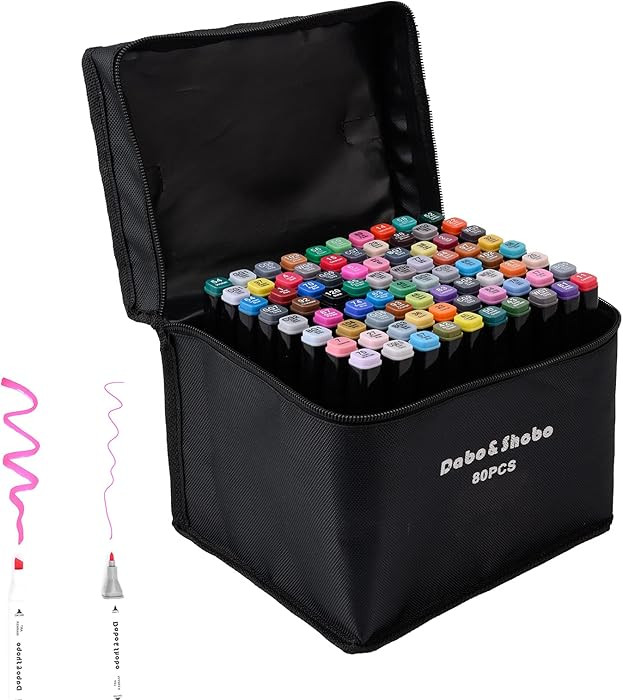 Dabo&Shobo 80 Color Alcohol Marker Pens, Bright Permanent Markers For Coloring, Markers For Adult... | Amazon (US)
