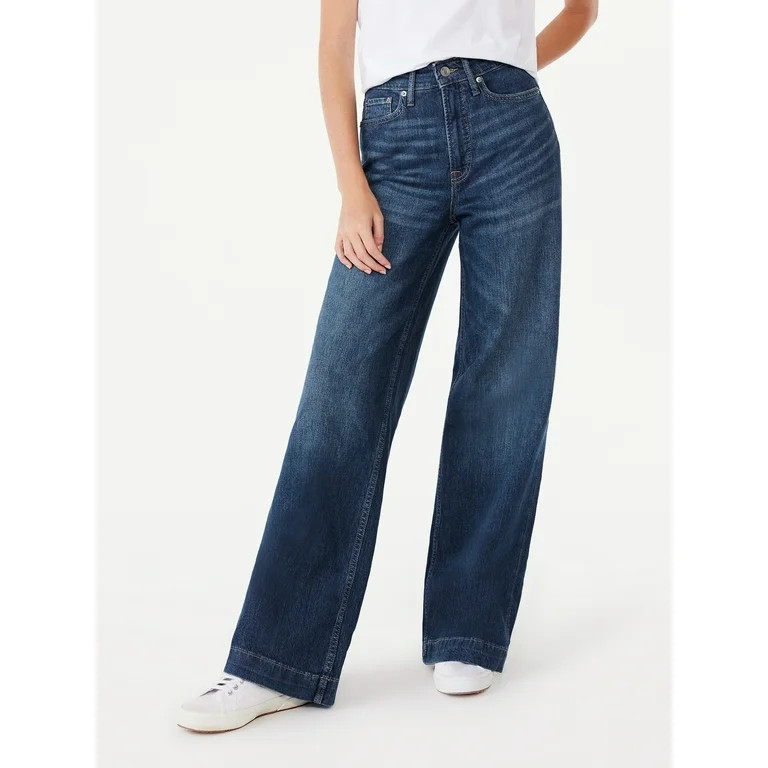Free Assembly Women's Super High Wide Leg Jeans, 33” Inseam for Regular, Sizes 0-18 | Walmart (US)