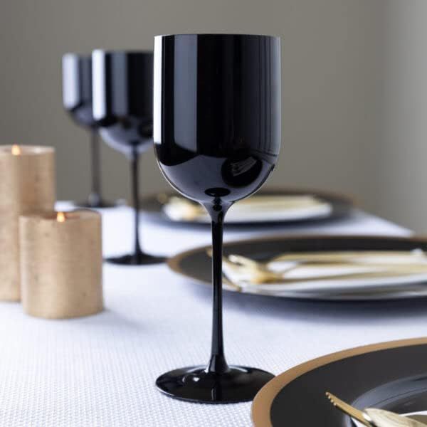 [12 Oz - 5 pk Black] HomeyGear Plastic Elegant Black Goblets Wine Glasses BPA Free 12 Oz Disposab... | Amazon (US)