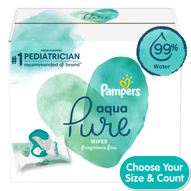 Pampers Aqua Pure Baby Wipes 8X Flip-Top Pack 448 Wipes (Select for More Options) | Walmart (US)