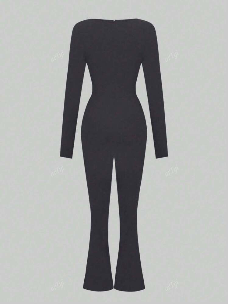 AiTyi Plus Size Jumpsuit, Fashionable, Sexy, Comfortable, Stretchy Fabric, Slim Fit, Suitable For Everyday, Outdoor, Graduation Season, Back To School, Teacher's Day, Carnival, Date Night, Airport Travel, Casual, Sporty | SHEIN